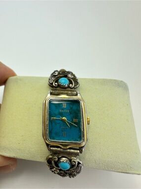 Native Turquoise and Silver-Tone Women's Watch with Accent Stones